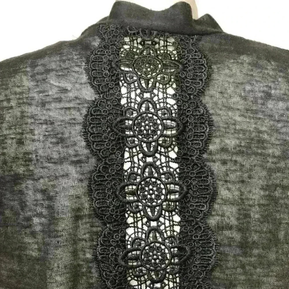 Peyton Primrose Cardigan  Longline Open Front Sheer Laced Black - Picture 3 of 9